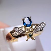 ❤Antiker jugendstil Ring 750er gelbgold Fliege Handarbeit Diamant Essen - Steele Vorschau