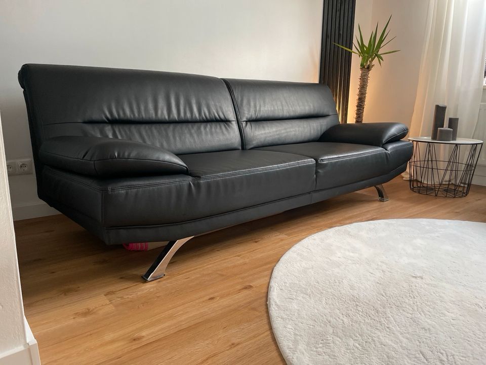 Ledersofa Sofa Couch schwarz 3-Sitzer 2,30m Kunstleder in Neumünster