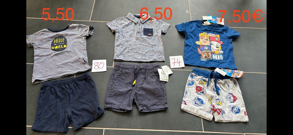 Sommersachen junge kurze Hosen tshirt Sets 74 80 86 Neu in Bienenbüttel