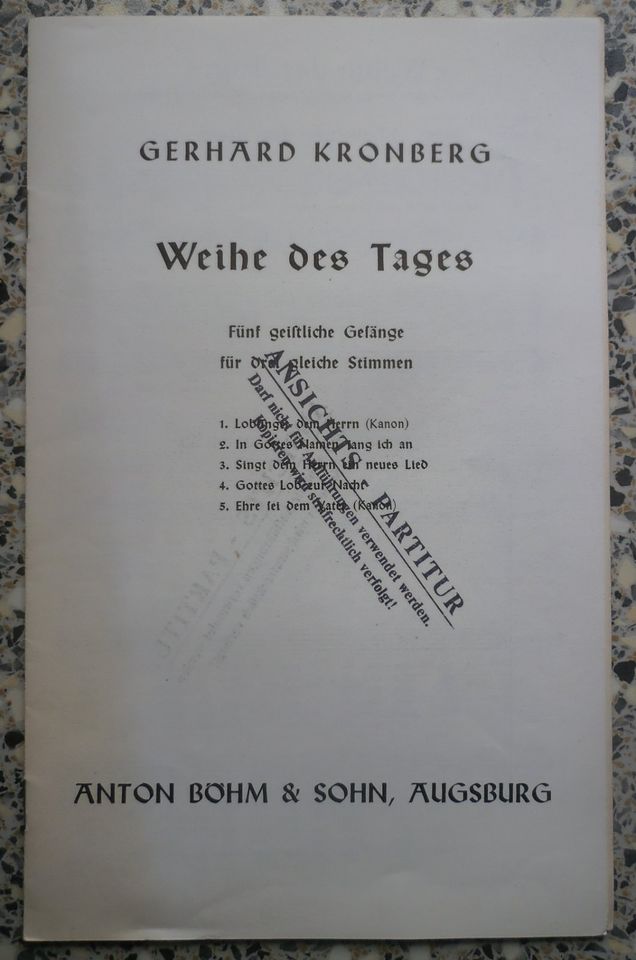 Weihe des Tages - 5 geistliche Gesänge von G. Kronberg in Reichenau