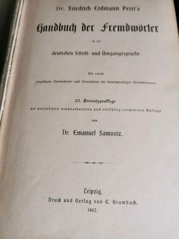 Verkaufe Handbuch der Fremdwörter von 1902, bitte um Ihr Angebot in Nürnberg (Mittelfr)