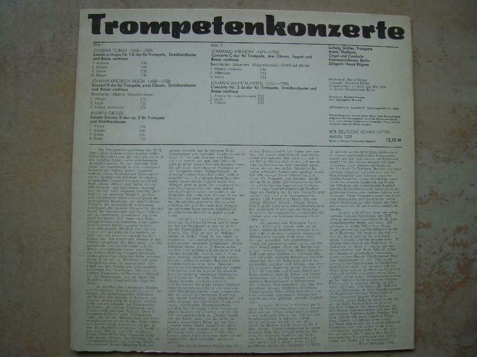 Schallplatten aus der DDR/ETERNA mit Trompetenkonzerten,L.Güttler in Glauchau