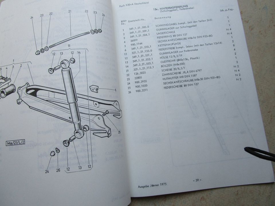 Puch,X 30, Ersatzteilkatalog,Reparaturbuch,Ersatzteilliste in Ettenheim