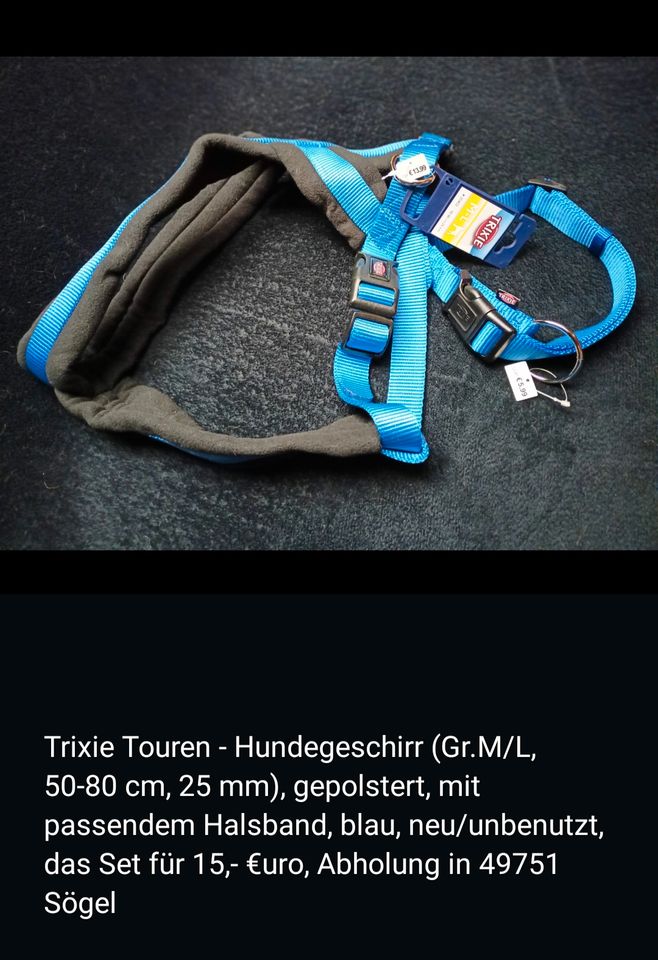 Trixie Tourengeschirr Hundegeschirr & Halsband Set, Gr.M/L, blau in Sögel