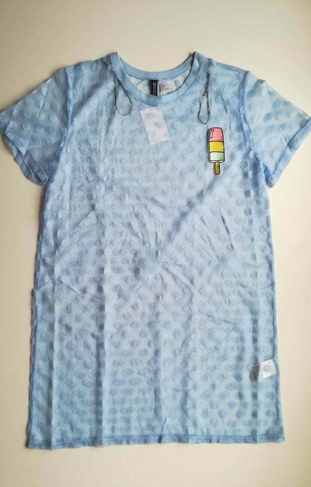 Damen Kleid T-Shirt-Kleid aus Mesh von H&M Gr. 42 blau NEU! in Putlitz