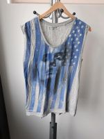 Guess Shirt Gr L 40 grau blauer Print Tanktop ohne Ärmel T-Shirt Bayern - Altenmünster Vorschau