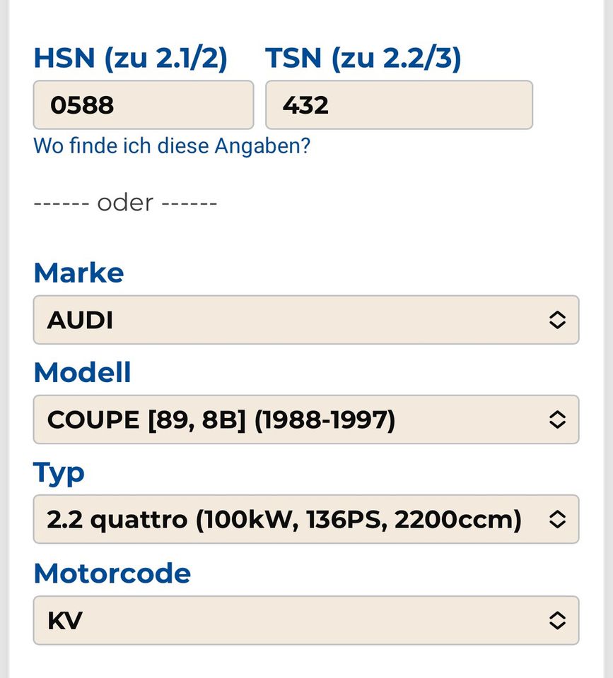 Audi Coupé Quattro 2.2 KV Motor 136PS Silber 133tkm H-Zulassung in Bremervörde