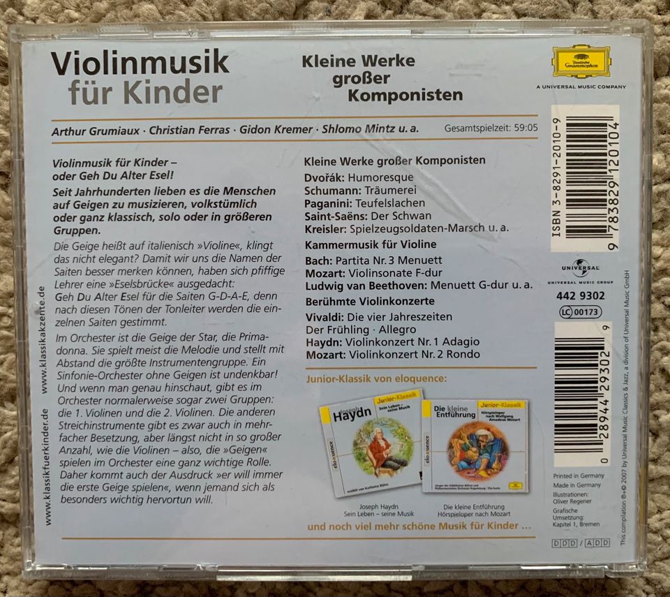 CD: Violinenmusik für Kinder - kleine Werke großer Komponisten in Hamburg