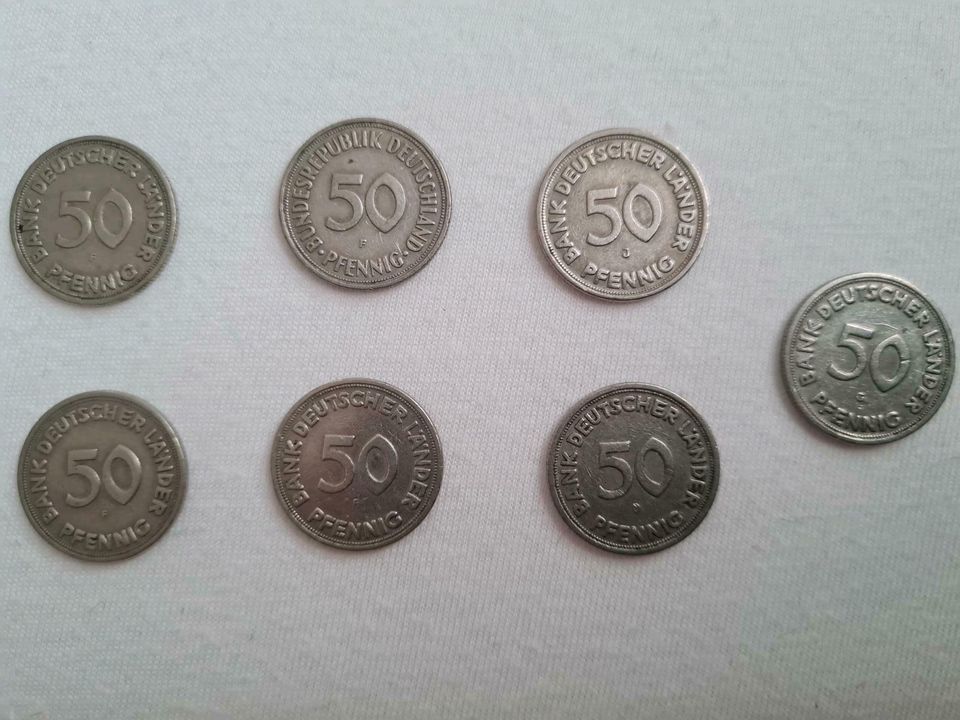 50 Pfennig Stücke Bank Deutscher Länder 1949 1950 F J G D in Hüttblek