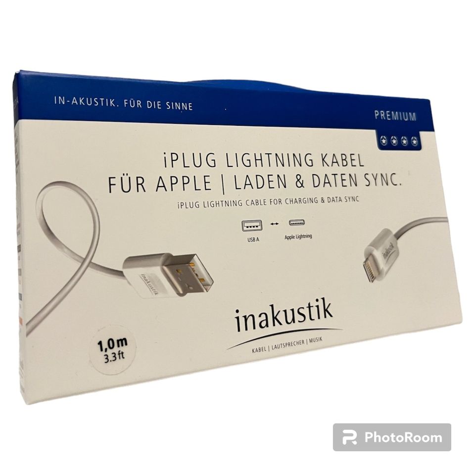 Inakustik PREMIUM USB Daten Lade Kabel Apple iPhone iPad 1, 2, 3m in Baltmannsweiler