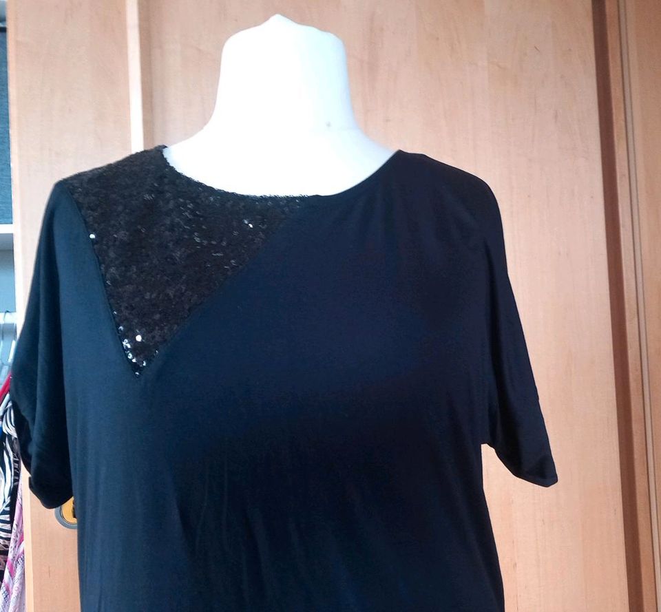 ♥️NEU: T-Shirt mit Pailletten ☆schwarz☆Gr. L in Pfatter