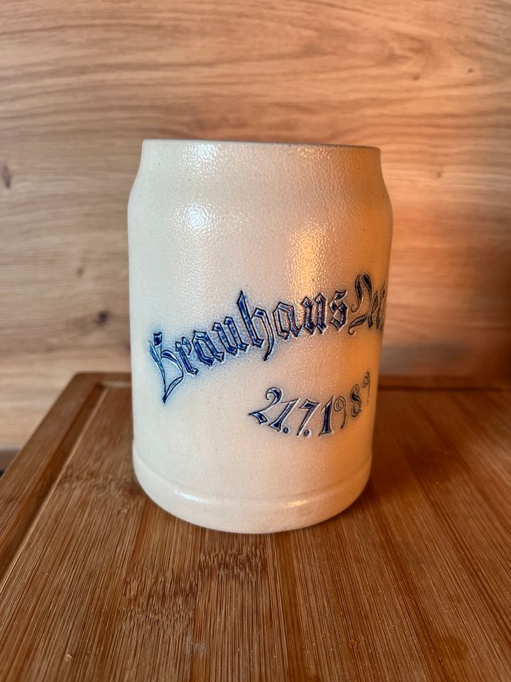 Bierkrug alt Brauhaus Dettingen, Steingut Handarbeit in Köditz