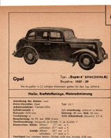 Opel Super 6 Typ 25104 A - 1937 - 39 Datenblatt - original Baden-Württemberg - Schopfheim Vorschau