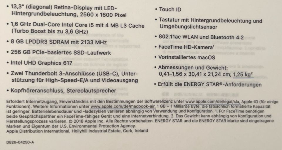 MacBook Air mit TouchID (256GB) in Reichenbach an der Fils