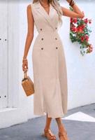 Hemd-Kragen Doppelreiher ärmellos lang Maxikleid Beige.38 Neu✅️ Baden-Württemberg - Mühlacker Vorschau