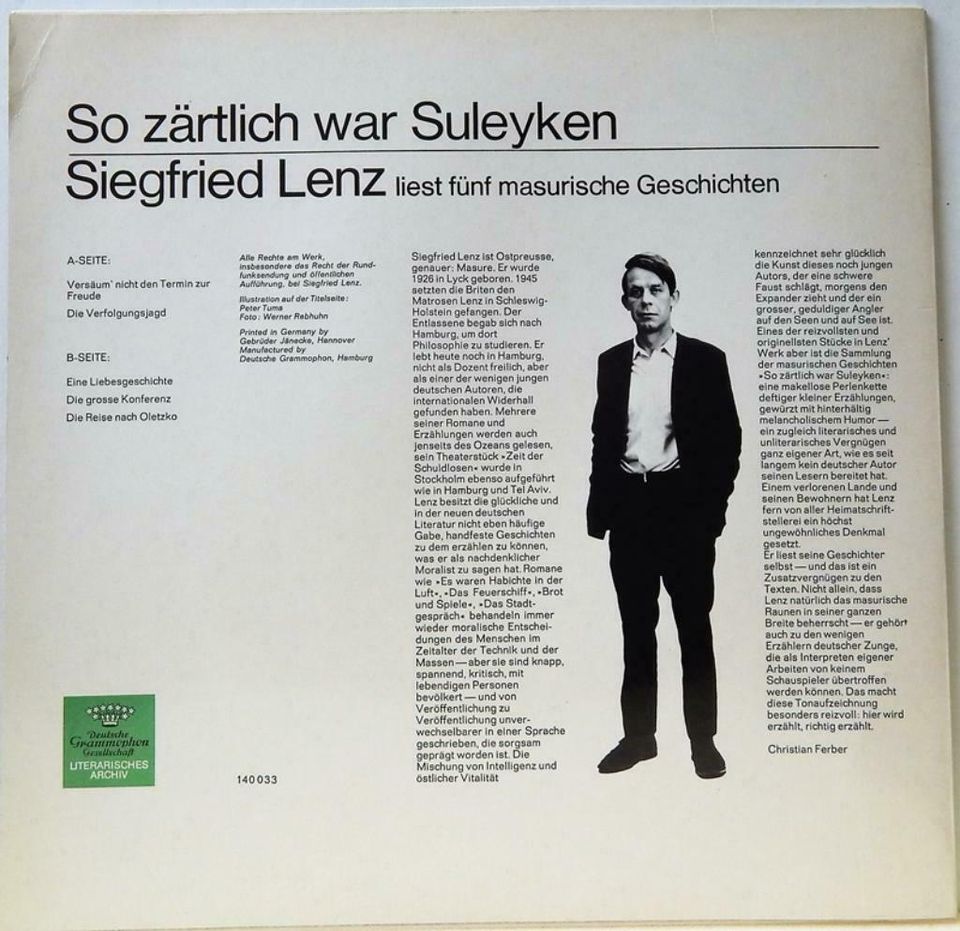 Siegfried Lenz liest 5 masurische Geschichten -LP- Vinyl DGG in Walsrode