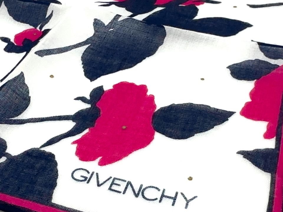 GIVENCHY Bandana Tuch Damen Schal Baumwolle Lila Pink Weiß Flora in Schleswig