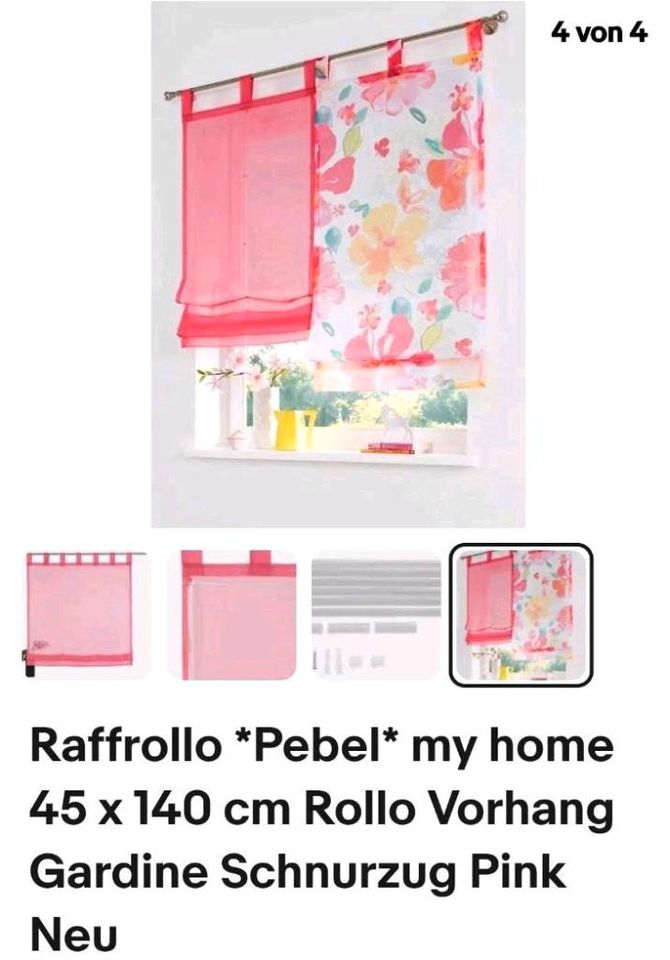 MY HOME RaffRollo Pebel Neu 45x140 pink Klettschiene NP 26,98€ in Leipzig