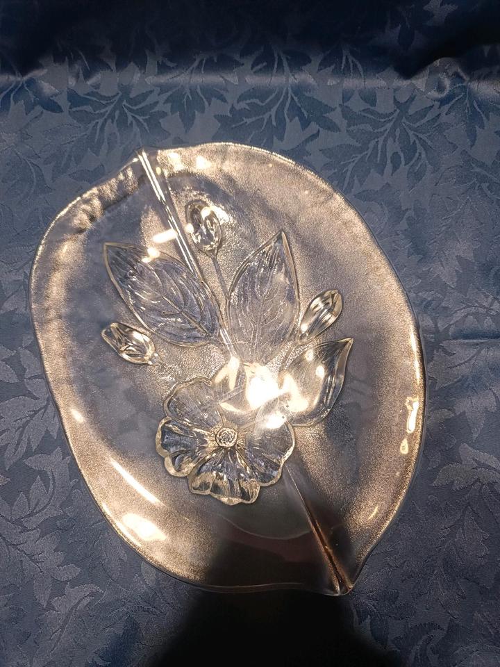 Glasschale Schlüsselschale Dekoration Blumen Motiv 28 cm in Kleinblittersdorf