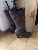 Braune Damen Stiefel aus Leder Gr. 40 Stuttgart - Botnang Vorschau
