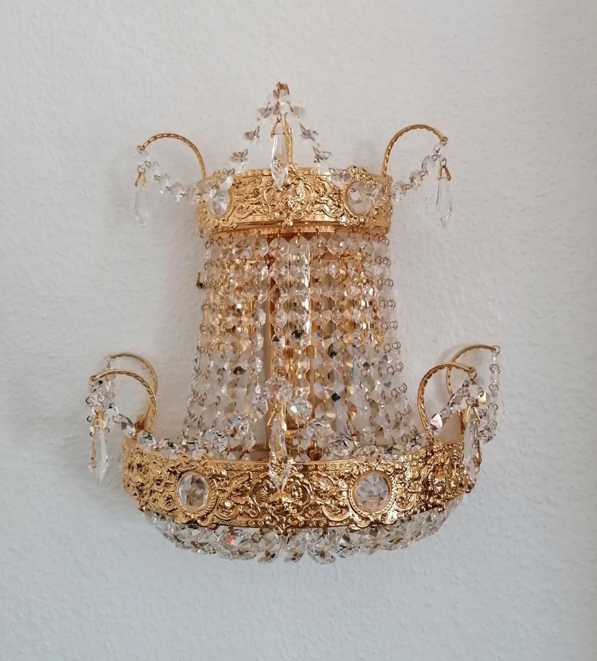 Kristall Wandlampen antik vergoldet in Bremen
