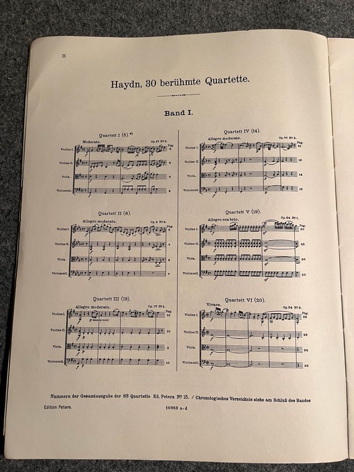 Haydn, 30 berühmte Quartette, Notenbuch, Violine in Zeitlofs