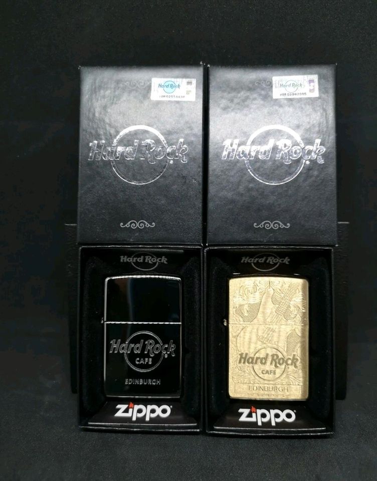 Hard Rock Cafe Edinburgh Zippo Set Chrome Brass in Köln