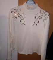 Pulli Zara, dünne cremefarbene Frühlings Pullover mit Strassstein West - Nied Vorschau