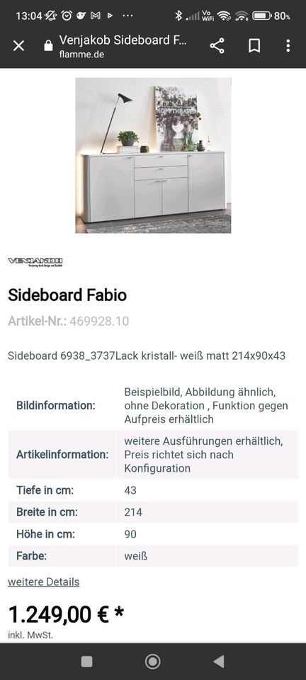 Neues Venjakob Fabio Sideboard in Bielefeld