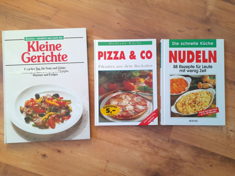 3 gebrauchte Kochbücher: Pizza, Pasta, kleine Gerichte; Moewig in Owen