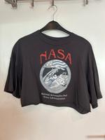 H&M Crop T-Shirt dunkelgrau mit Print Baden-Württemberg - Reilingen Vorschau