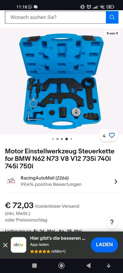 Motor Einstellwerkzeug Steuerkette for BMW N62 N73 V8 V12 735i 74 in Stuttgart