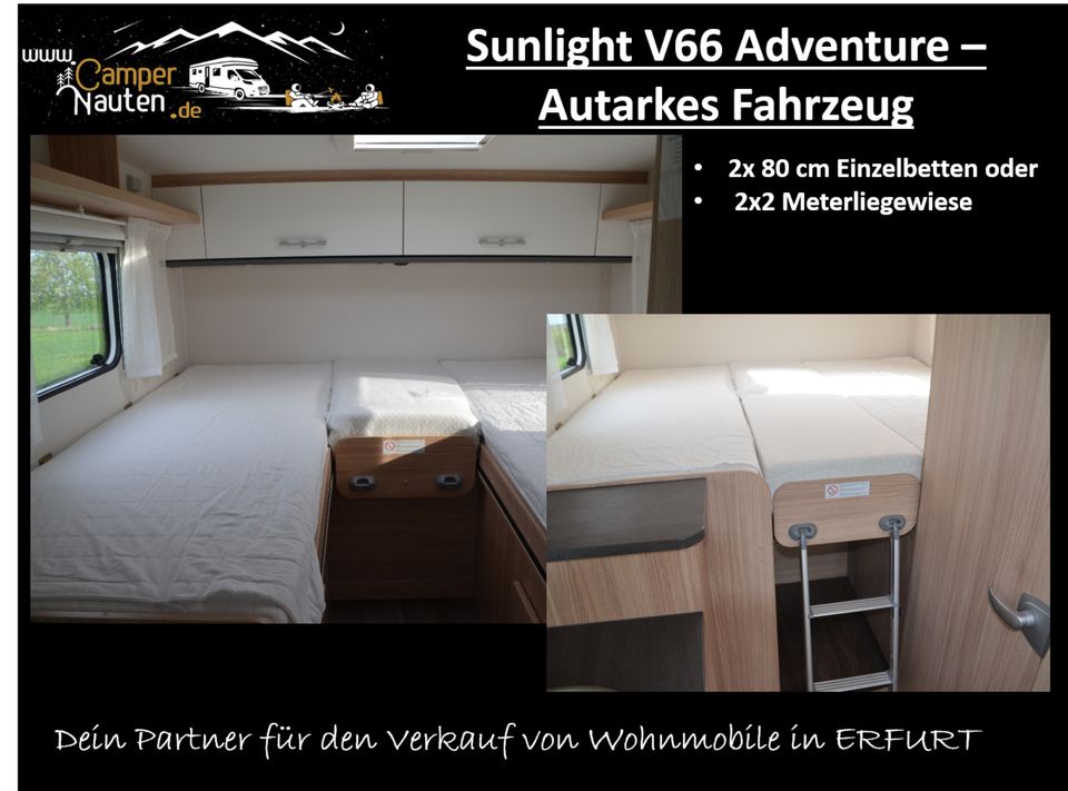 AUTARKES Wohnmobil KAUFEN Sunlight V66 Adv., Solar, 230V WR in Erfurt