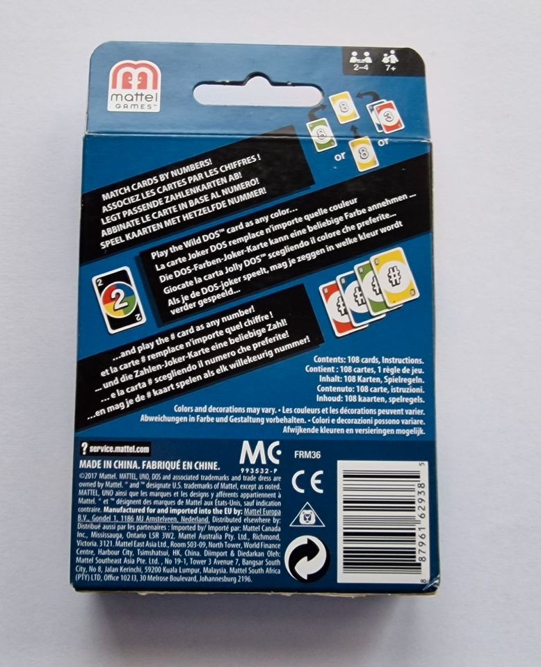 Mattel Games DOS Kartenspiel, geeignet für 2 - 4 Spieler Wie Neu in Ingolstadt