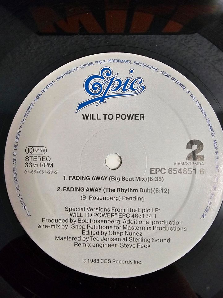 Will To Power – Fading Away Vinyl, 12", Maxi-Single, 33 ⅓ RPM in Leipzig