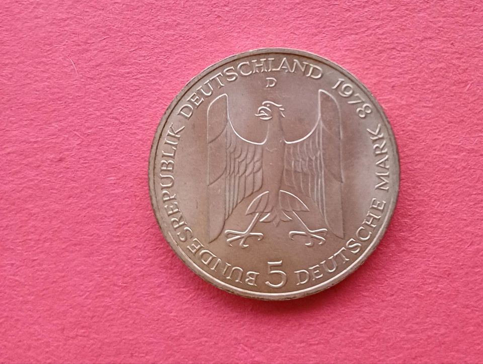 5 DM Münze Gustav Stresemann 1978 D in Neubiberg