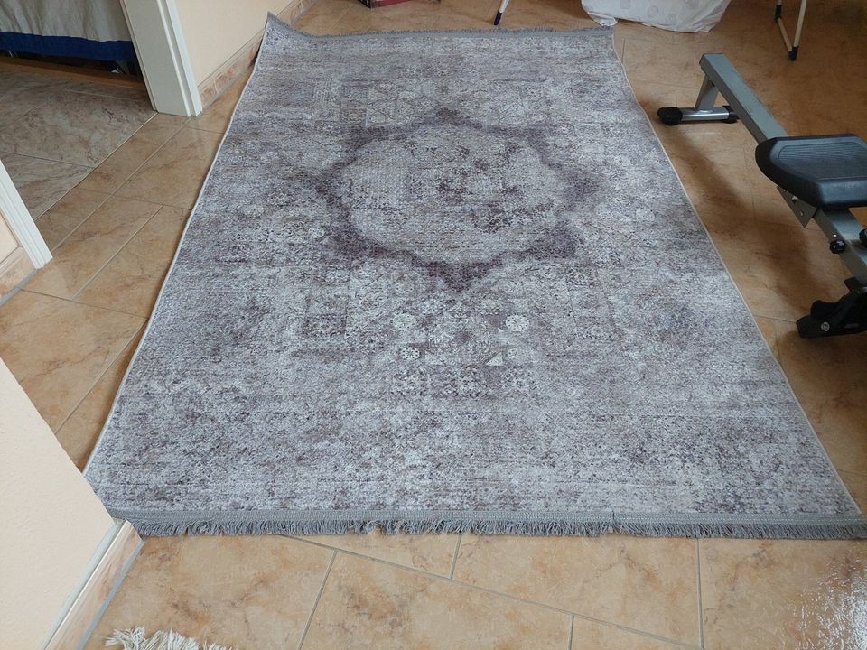 Teppich grau weiß 160 x 230 cm Outdoor Indoor in Hilgermissen