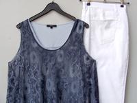 Jeans Hose weiß + Spitzen-Top / T-Shirt Gr.48 XL Damenhose Baden-Württemberg - Bretten Vorschau