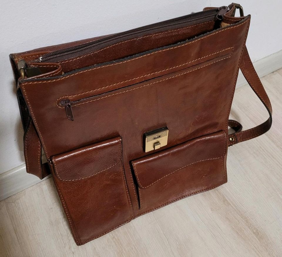 Cobra Echtledertasche Umhängetasche retro Männer Arbeitstasche in Haar