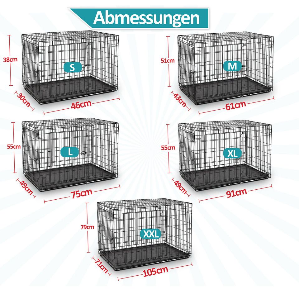 HundeKäfig 2 Türen faltbar Hundebox Gitterbox Gr. 61*43*51cm [05M in Essen