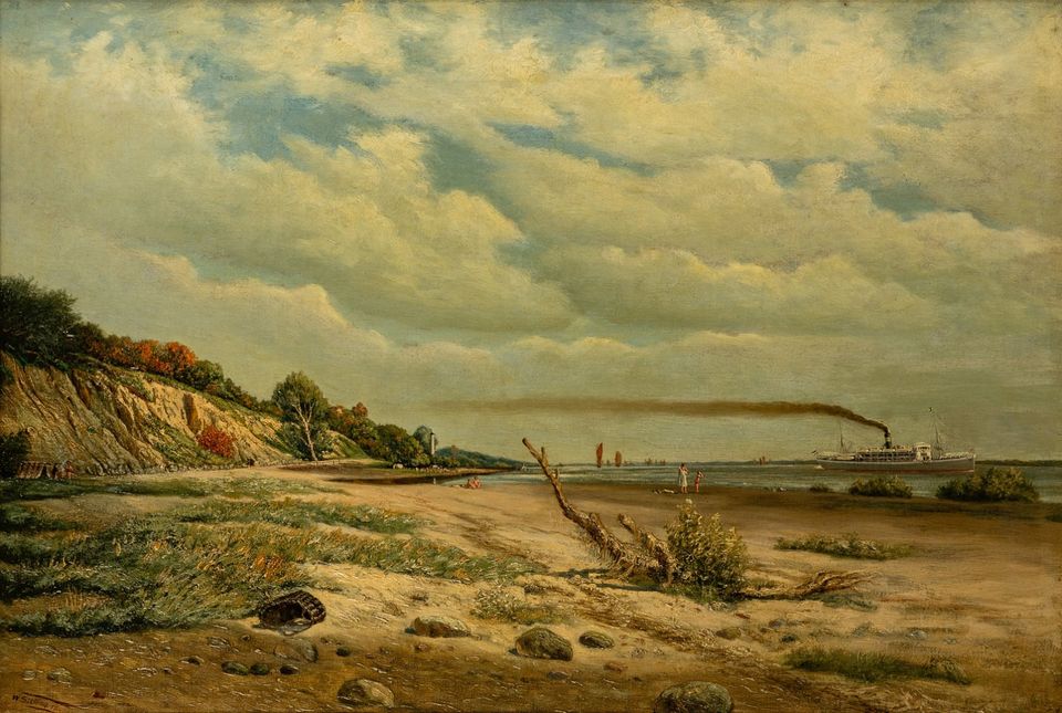 Ölgemälde Der Elbstrand von Wittenbergen von W. Stelling in Hamburg