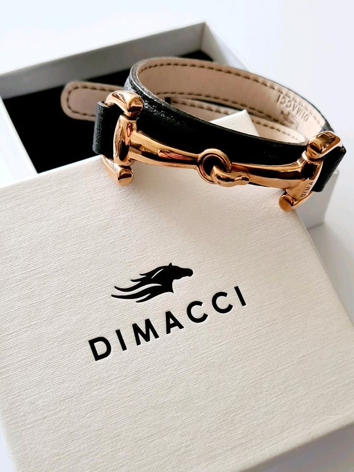 Dimacci Armband Trense Pferd Schwarz Rosegold Leder in Passow