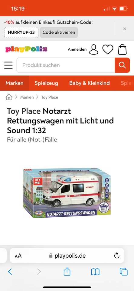 Notarzt wagen mit Licht und Sound neu toy place in Karlsruhe