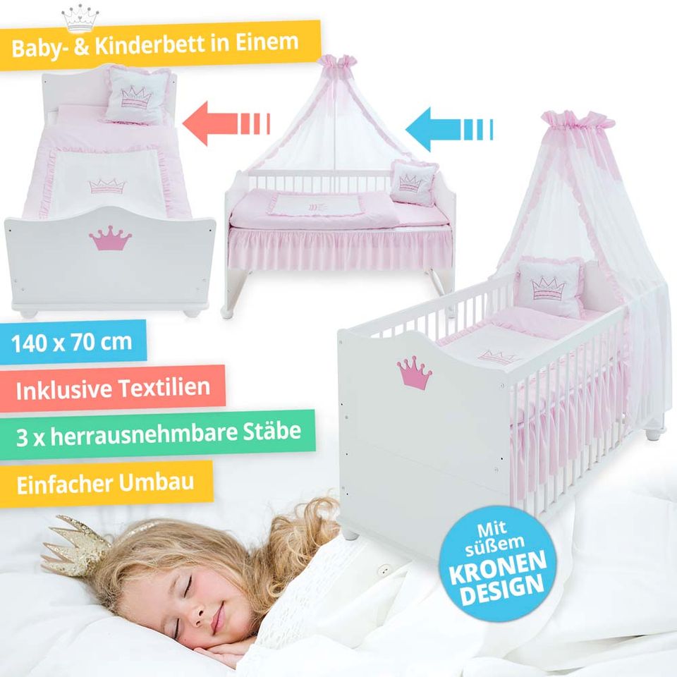 Babybett Bett Kinderbett Modern Traumbett Kinder Baby Umbau NEU in Greven