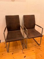 Schöne Vintage-Leder-Design Stühle mit Edelstahl-Rahmen (2 Stück) Berlin - Steglitz Vorschau
