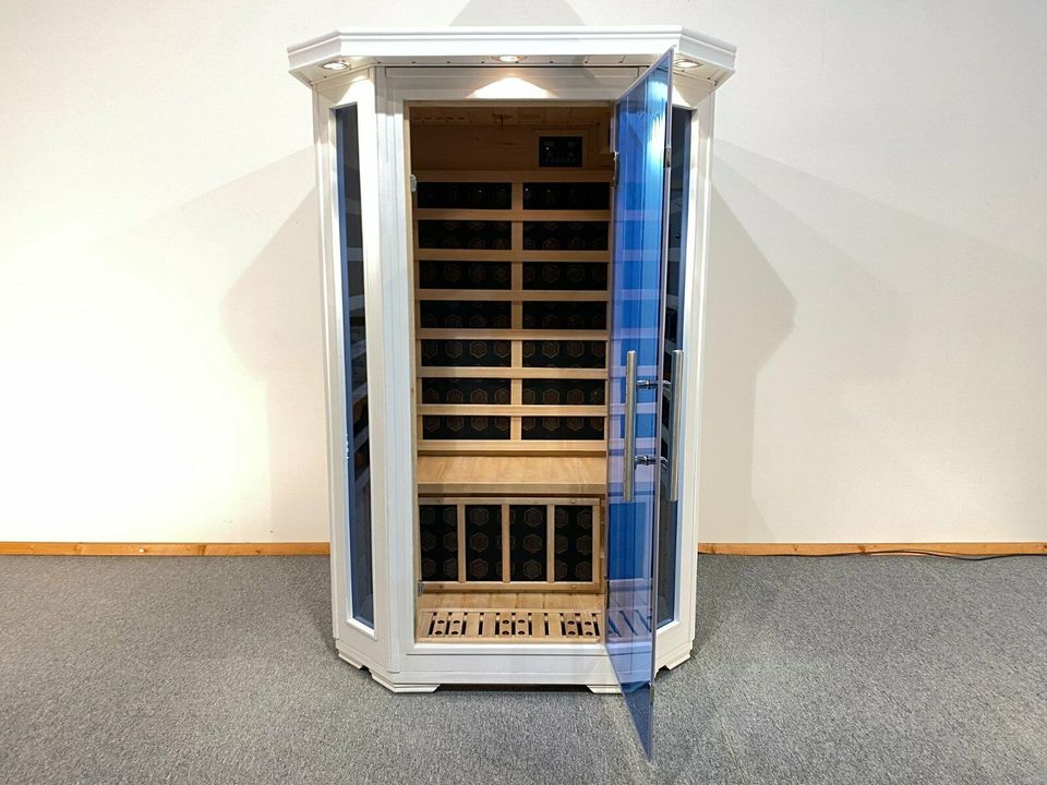 Infrarot Sauna Wärmekabine IWK Premium weiß blau 2 Personen *neu in Wildenfels