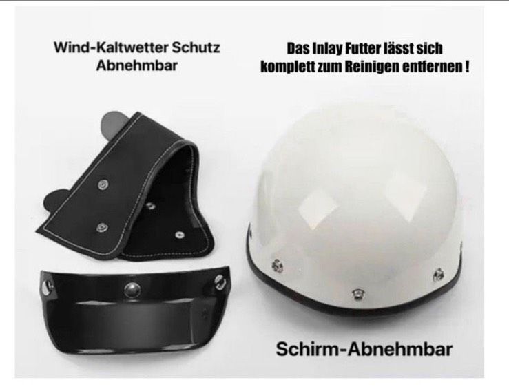 Schöner Jet-Helm Weiß DOT Gepr • Bluetooth •  iOS Siri & Android in Düsseldorf