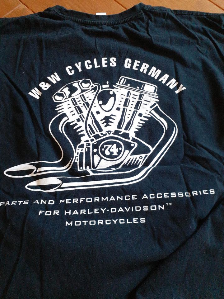 2 T-Shirts W&W Cycles Gr XL schwarz Biker in Scholen