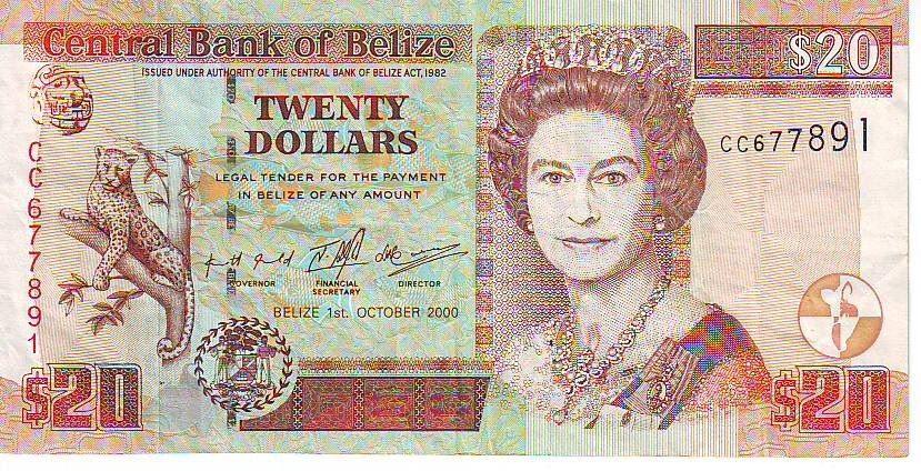 BELIZE - 5 und 20 Dollar Banknote - Queen Elizabeth II in Sonneberg