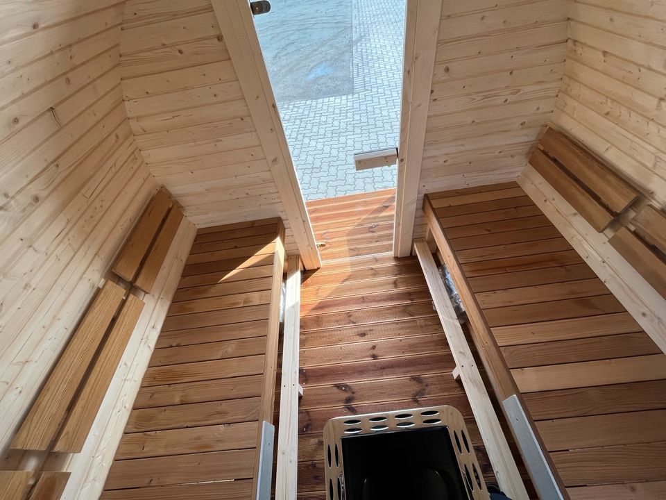 Fasssauna 3x2.37m BimSchV2 Gartensauna Fass Sauna Aussen Harvia in Stuhr